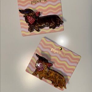 Piper K Dachshund Hair Clips Set NWT